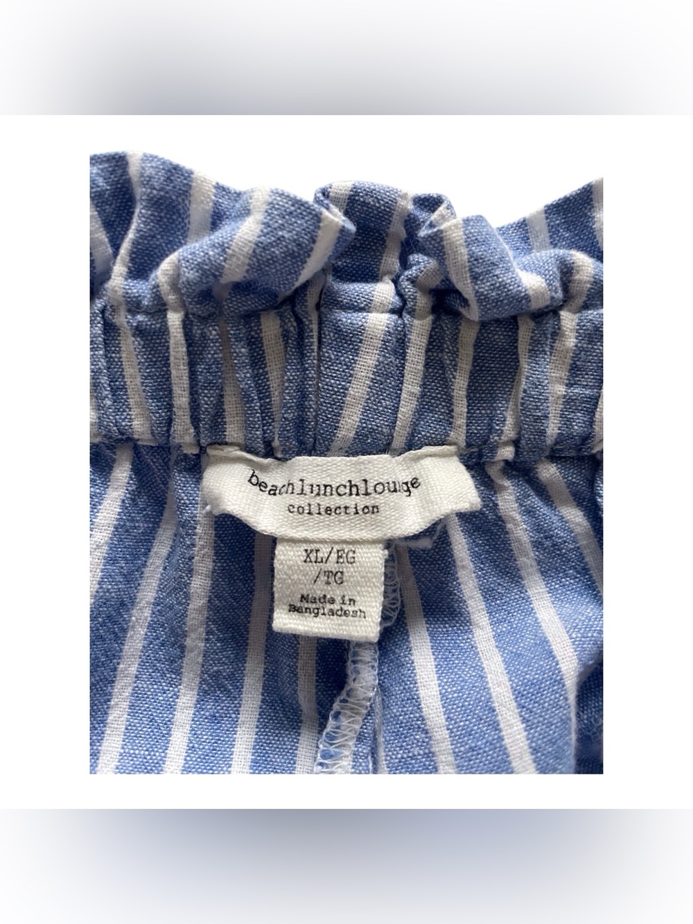 Beachlunchlounge Collection Women's Blue&White Striped Linen-Cotton Pants, XL - Picture 2 of 9